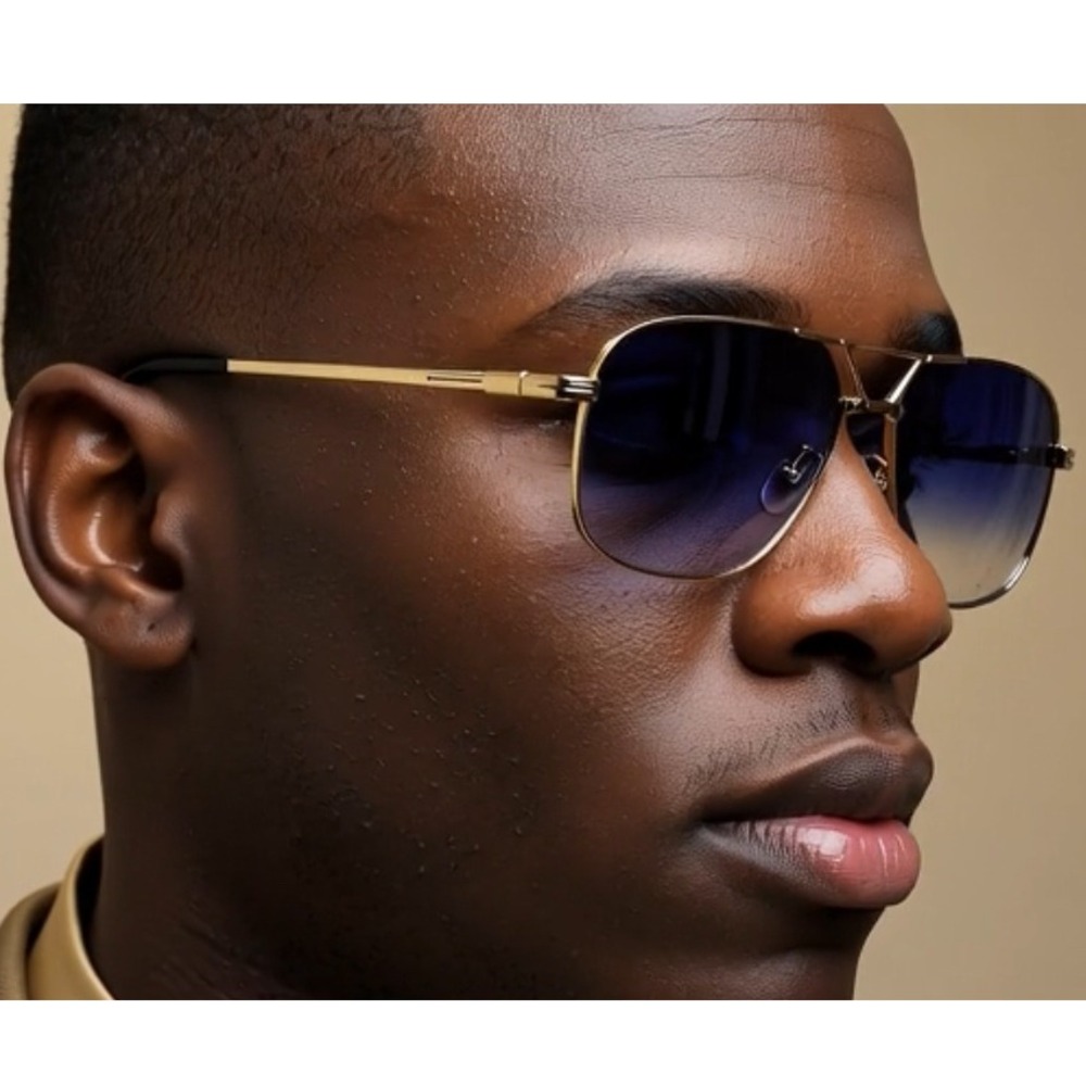 Aviator Sunglasses Gold Frame Blue Mirror Lens Fashion Sun Glasses Retro Classic